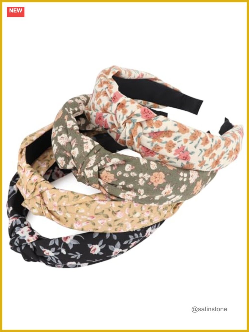Knotted Wide Headbands Flower Printed Boho Hair Accessories 4 Pcs